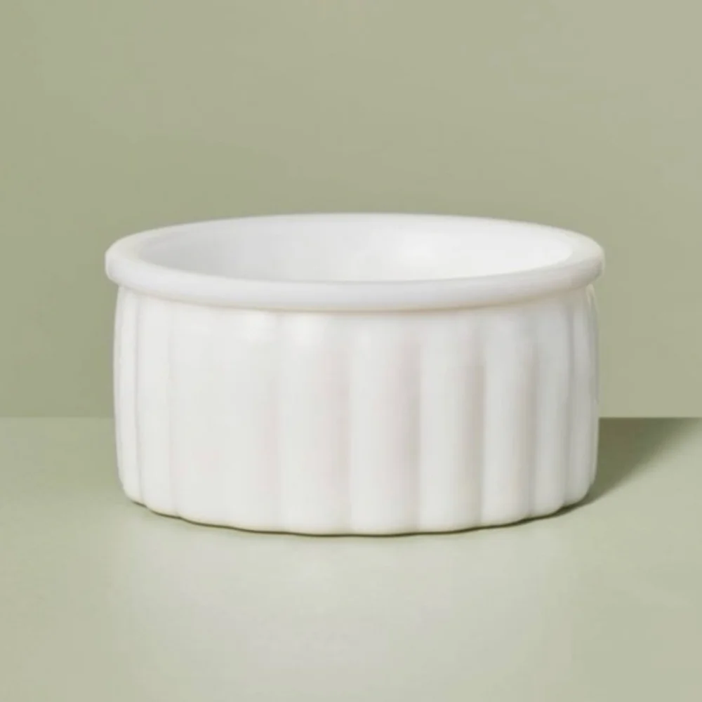 Hearth & Hand NWT Milk Glass Ribbed Trinket Dish In White